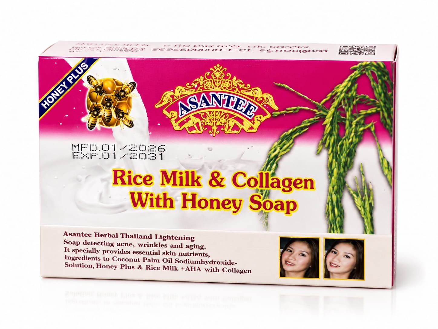 ASANTEE RICE MILK & COLLAGEN WITH HONEY SOAP