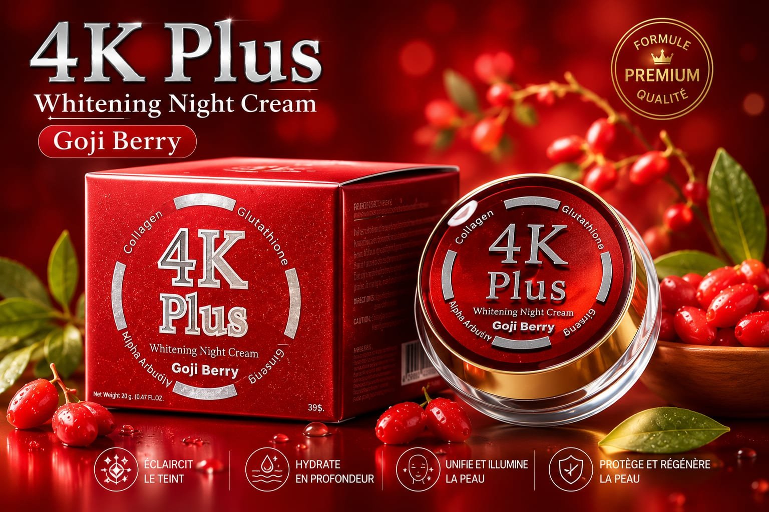4K Plus Crème de nuit éclaircissante Baie de Goji